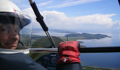Approaching the airstrip on the Isle of Bute